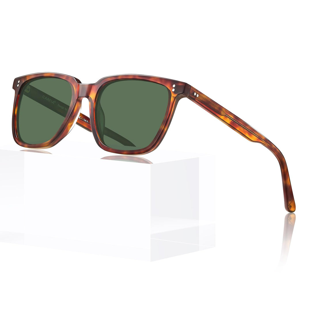 CARFIA Polarisierte Herren Sonnenbrille mit Rechteckig Acetatrahmen, 100% UV-Schutz Sportliche Sonne