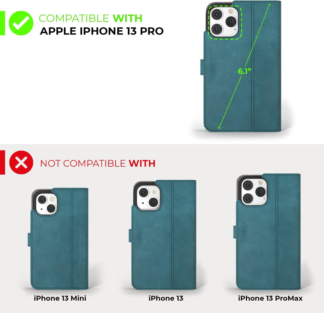 Snakehive iPhone 13 Pro Hülle Leder | Stylische Handyhülle mit Kartenhalter & Standfuss | Handyhülle