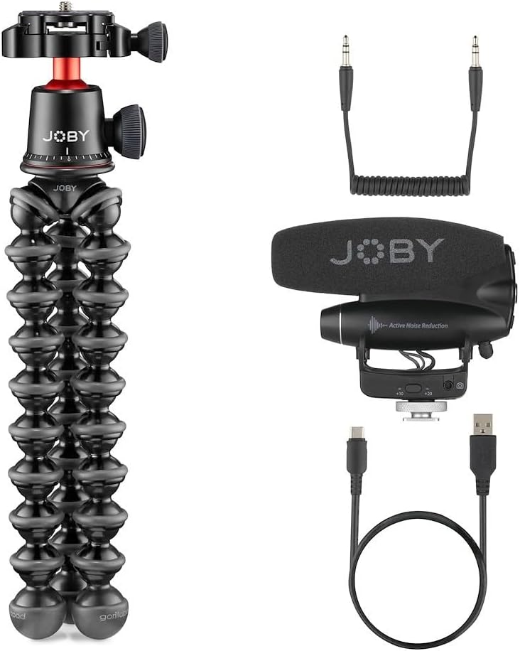 JOBY GorillaPod PRO Vlogging Kit, Ultimatives Kamerakit, GorillaPod 3K PRO, Wavo PRO, Supernieren-St