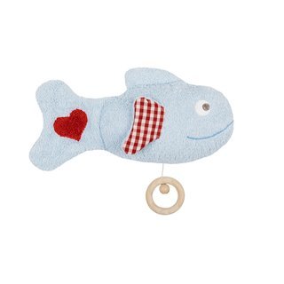 Efie Bio - Spieluhr Fisch blau - kontrolliert biologischer Anbau (organic) - Made in Germany - GOTS