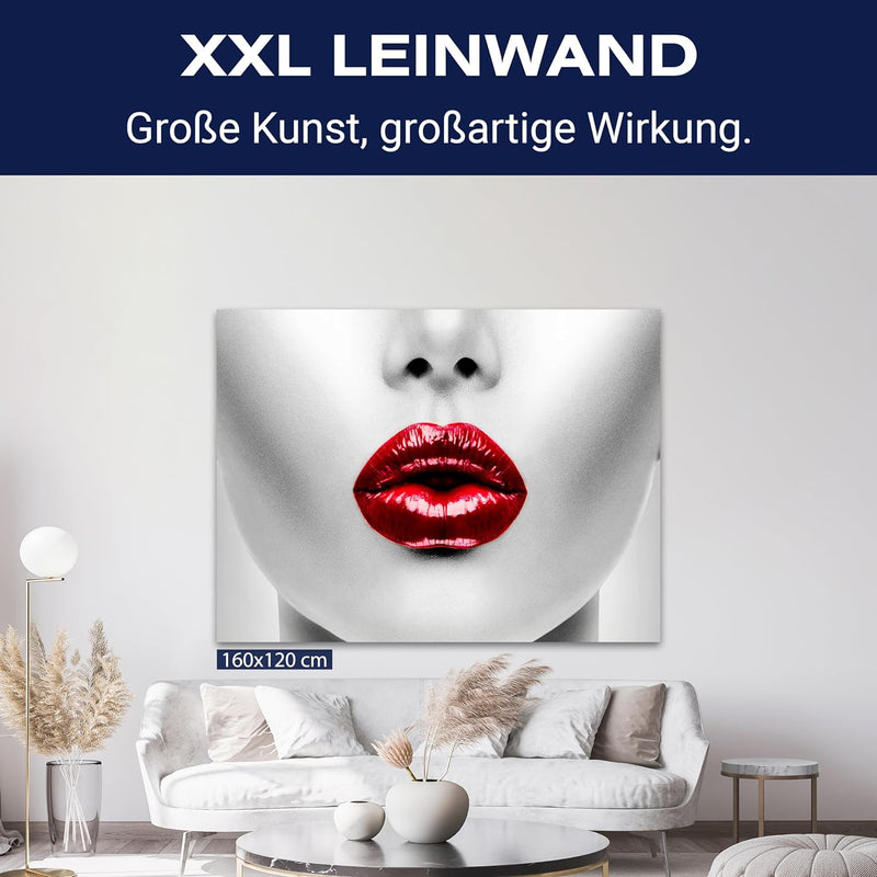 wandmotiv24 Leinwandbild 260 g/m² - Kunstdruck auf Leinwand - Wandkunst - Wandbild mit Frauen Lippen