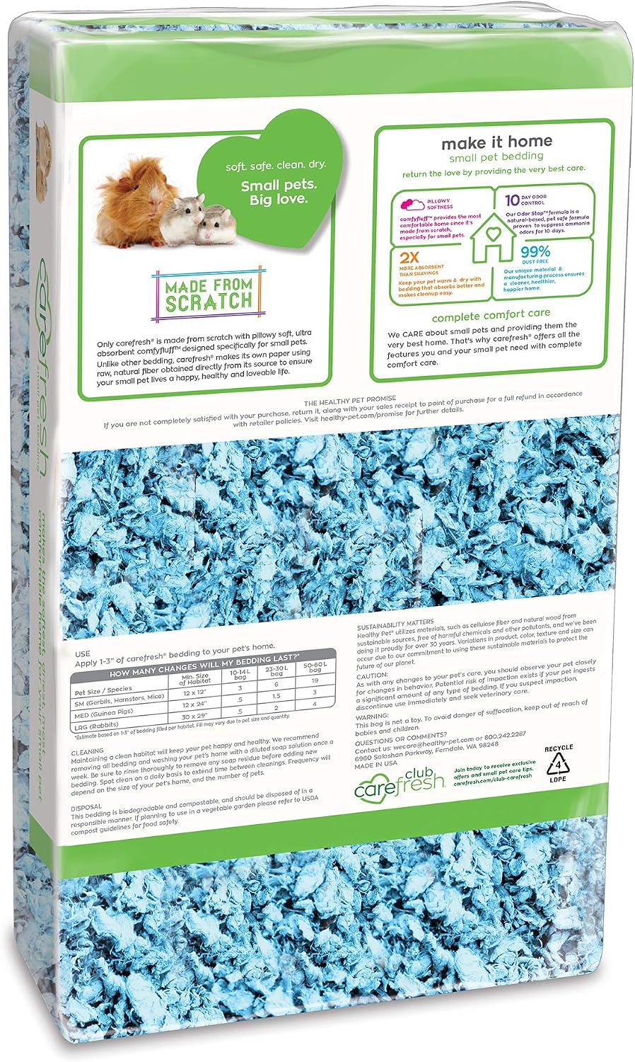 Carefresh 99% staubfreies blaues Naturpapier für kleine Haustiere mit Geruchskontrolle, 23 l 23 L Bl