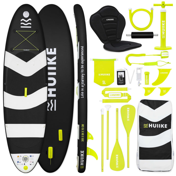HUIIKE Stand Up Paddling Board mit Zubehör, Paddel, Finnen, Pumpe. Paddle Sup Board Aufblasbar Hohe