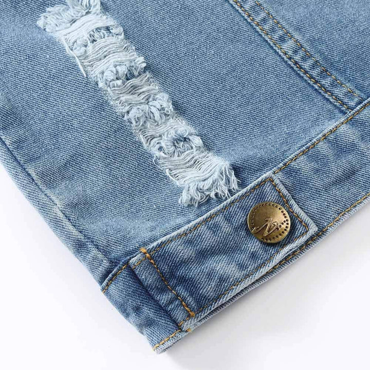 YOUTHUP Weste Herren Denim Weste Casual Zerrissen Jeansweste Outdoor Vintage Freizeitweste Ärmellose