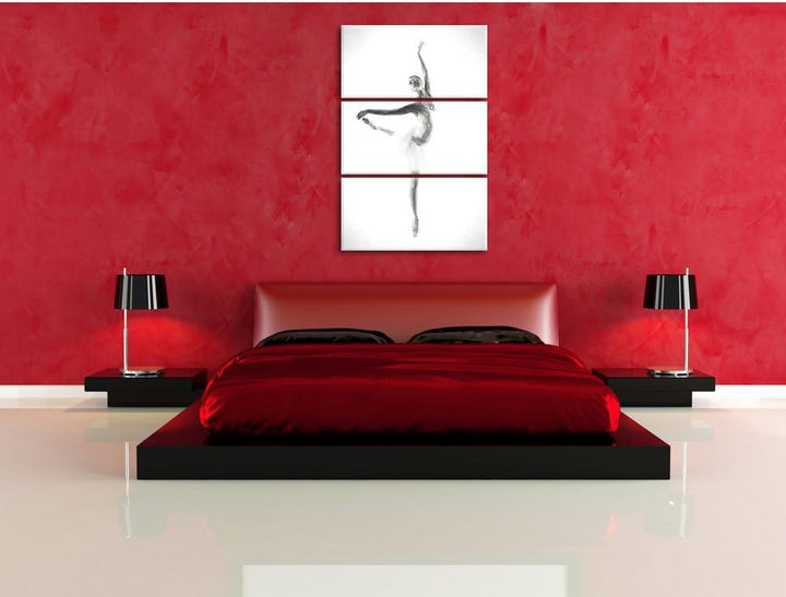 Pixxprint Ästhetische Ballerina / 3-Teilig/Gesamtmass 120cm Leinwandbild bespannt auf Holzrahmen/Wan