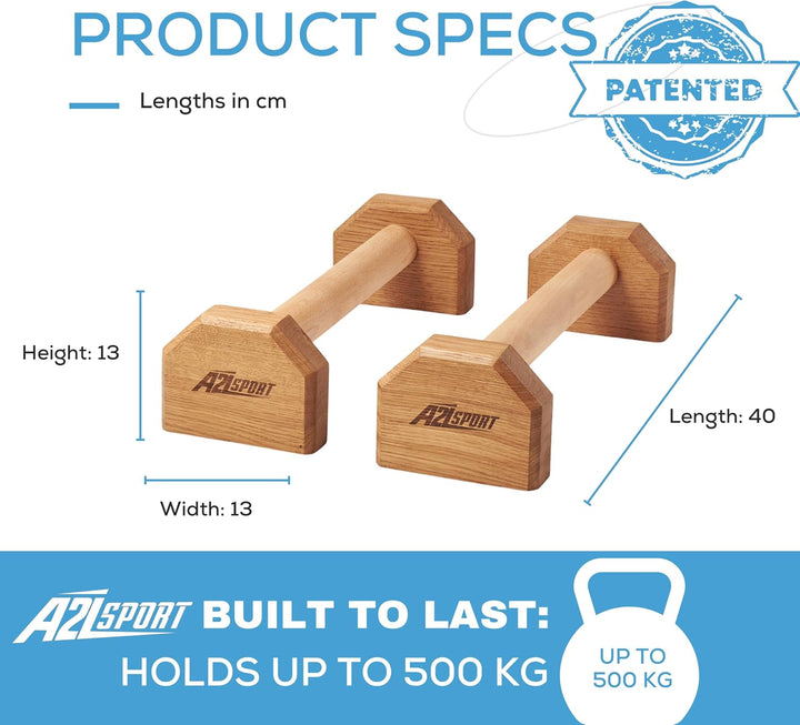 A2Z SPORT® Liegestützgriffe Holz Handstand Griffe - Rutschfeste Parallettes Calisthenics Griffe Lieg