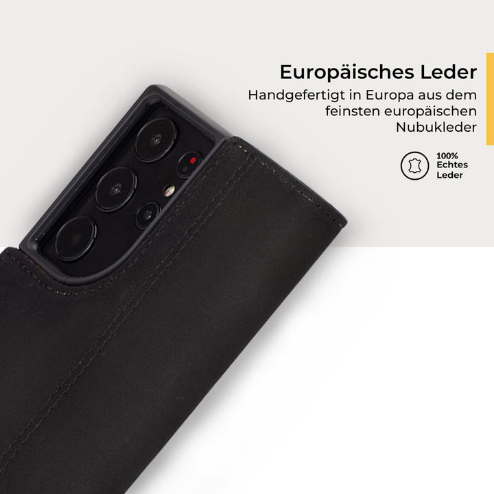 Snakehive Galaxy S23 Ultra Hülle Leder | Stylische Handyhülle mit Kartenhalter & Standfuss | Handyhü