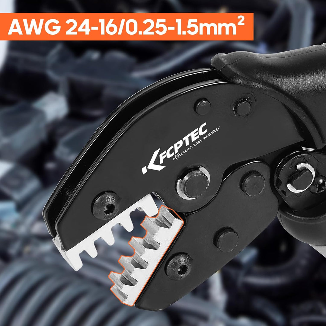 KF CPTEC Crimpzange für nicht isolierte Kabelschuhe,unisolierte Open Barrel Flachstecker, 0,25–1,5 m