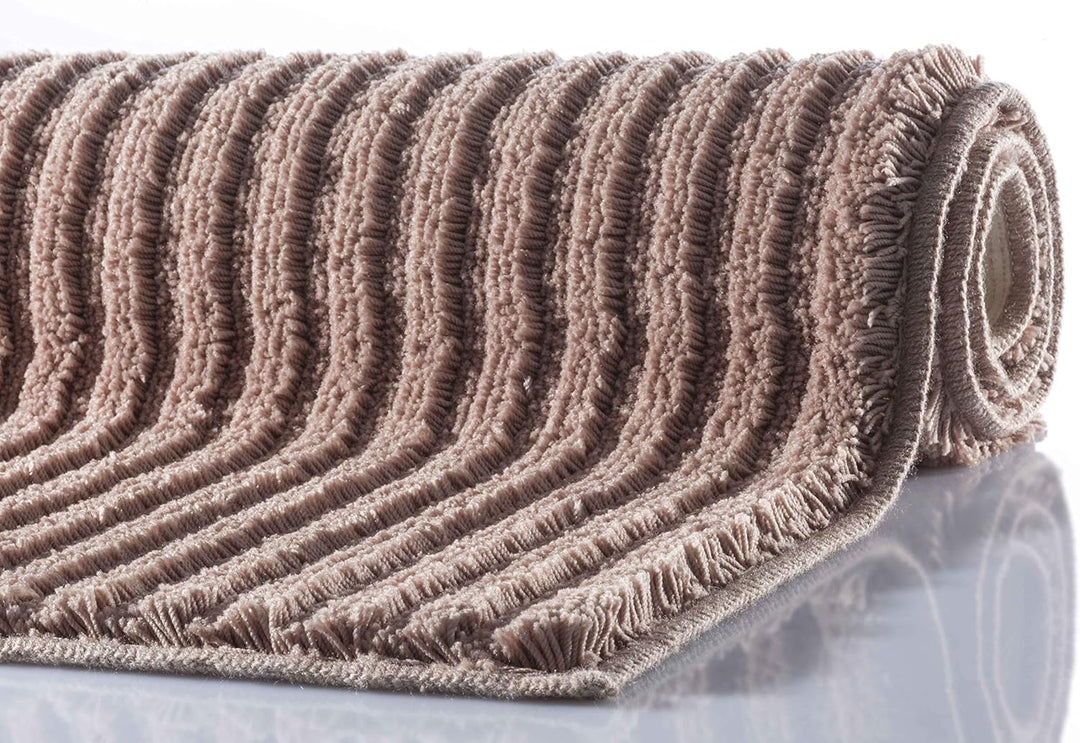 Grund 3D Badteppich 100% Polyester, ultra soft, rutschfest, RIFFLE, WC-Vorlage o.A. 50x60 cm, schoko