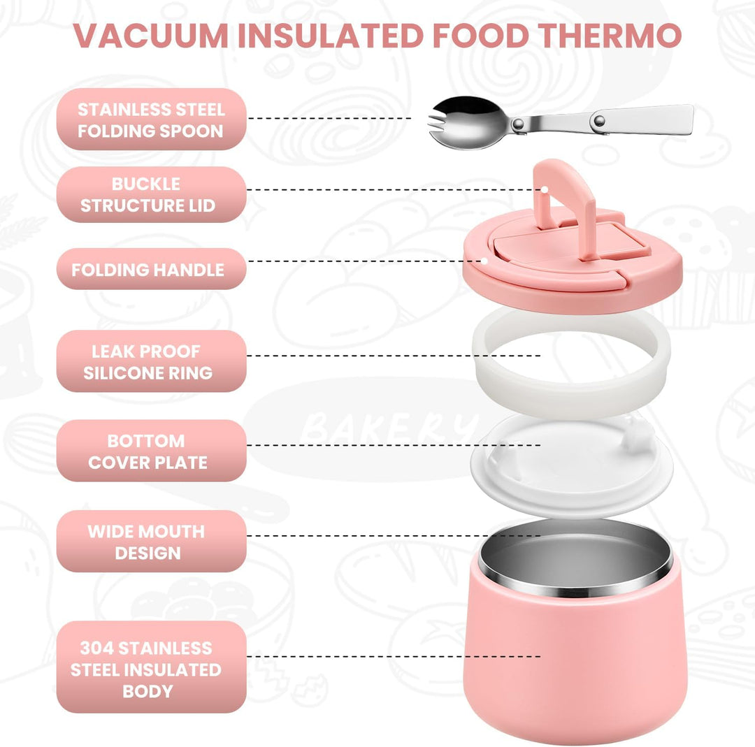 Itslife Thermobehälter für Essen 420ml, Warmhaltebehälter Essen Edelstahl mit Schnallendeckel und Lö