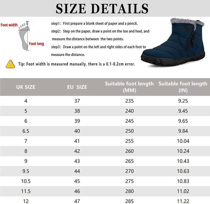 Barfussschuhe Herren Gefüttert Winterschuhe Damen Warm Winterstiefel Winter rutschfeste Breite Zehen
