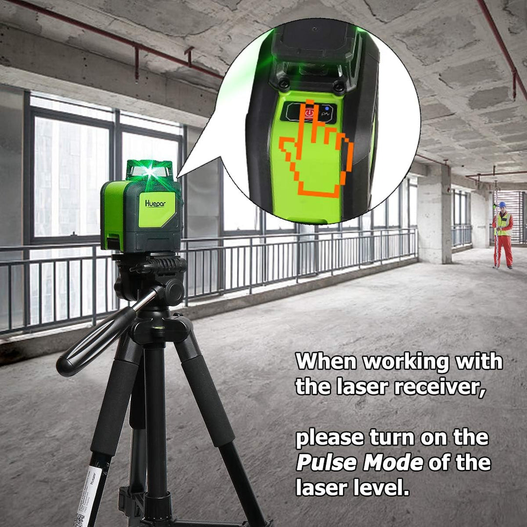 Huepar LR-6RG Laserdetektor für Puls-Kreuzlinienlaser, Digital Laserempfänger für Rote und Grüne Las