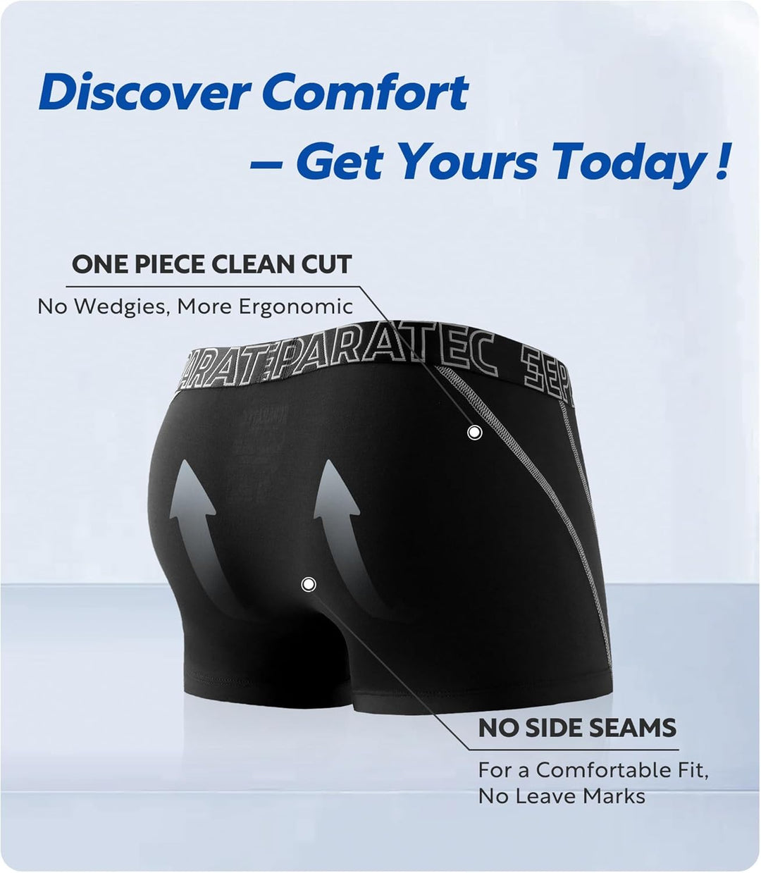 Separatec Herren Boxershorts Glattes Bambus Rayon mit getrennten Beuteln Unterwäsche 3er Pack Boxers