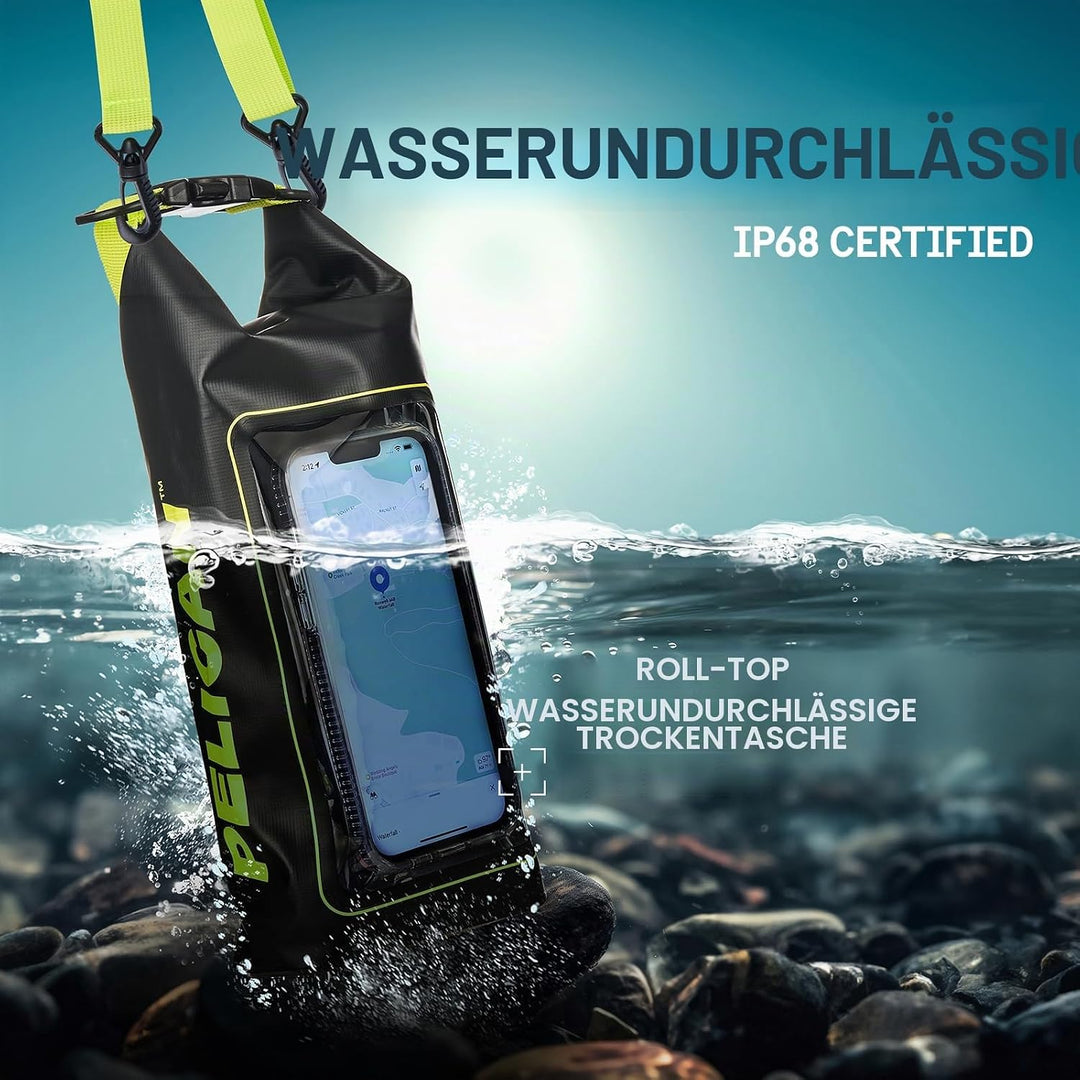 Pelican Marine Wasserdichter Roll-Top Dry Bag Dry Bag - Black/Hi-vis Yellow, Dry Bag - Black/Hi-vis