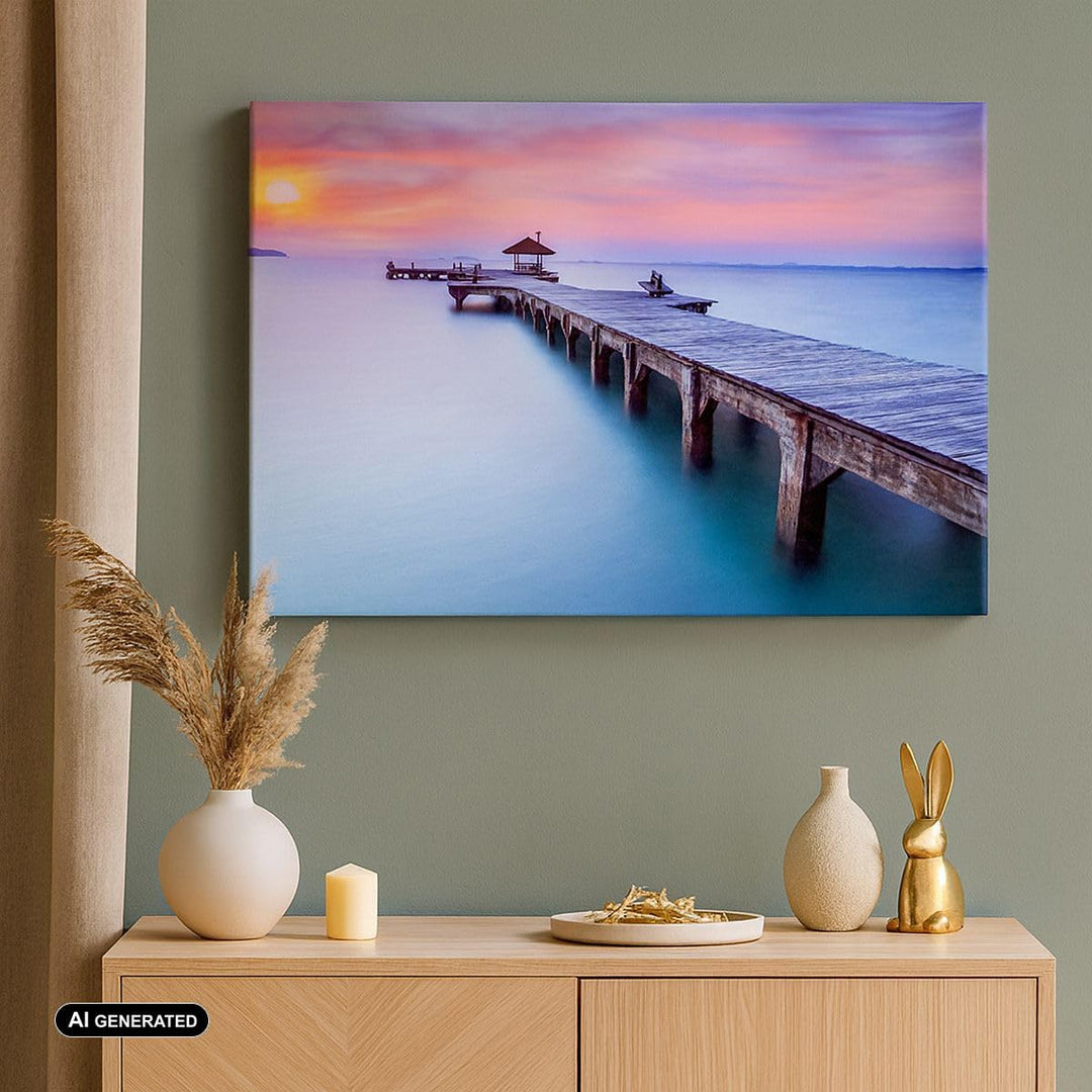 Bilder auf Leinwand 100x70cm Leinwandbild Strand Wasser Meer Urlaub Gross Wanddeko Bild Schlafzimmer
