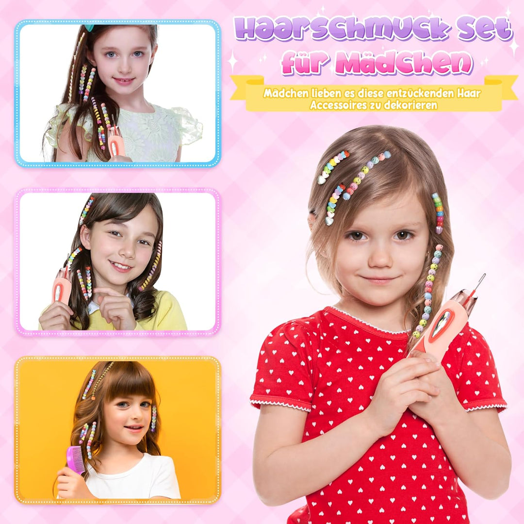 Geschenk Mädchen 5 6 7 8 9 Jahre: Haarschmuck Mädchen Spielzeug ab 6-12 Jahre Kinder, Haarperlen für