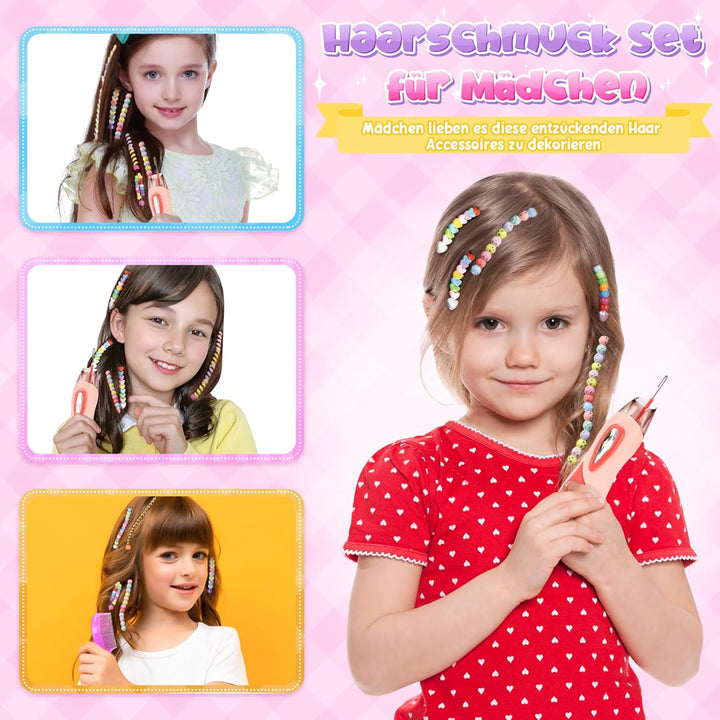 Geschenk Mädchen 5 6 7 8 9 Jahre: Haarschmuck Mädchen Spielzeug ab 6-12 Jahre Kinder, Haarperlen für