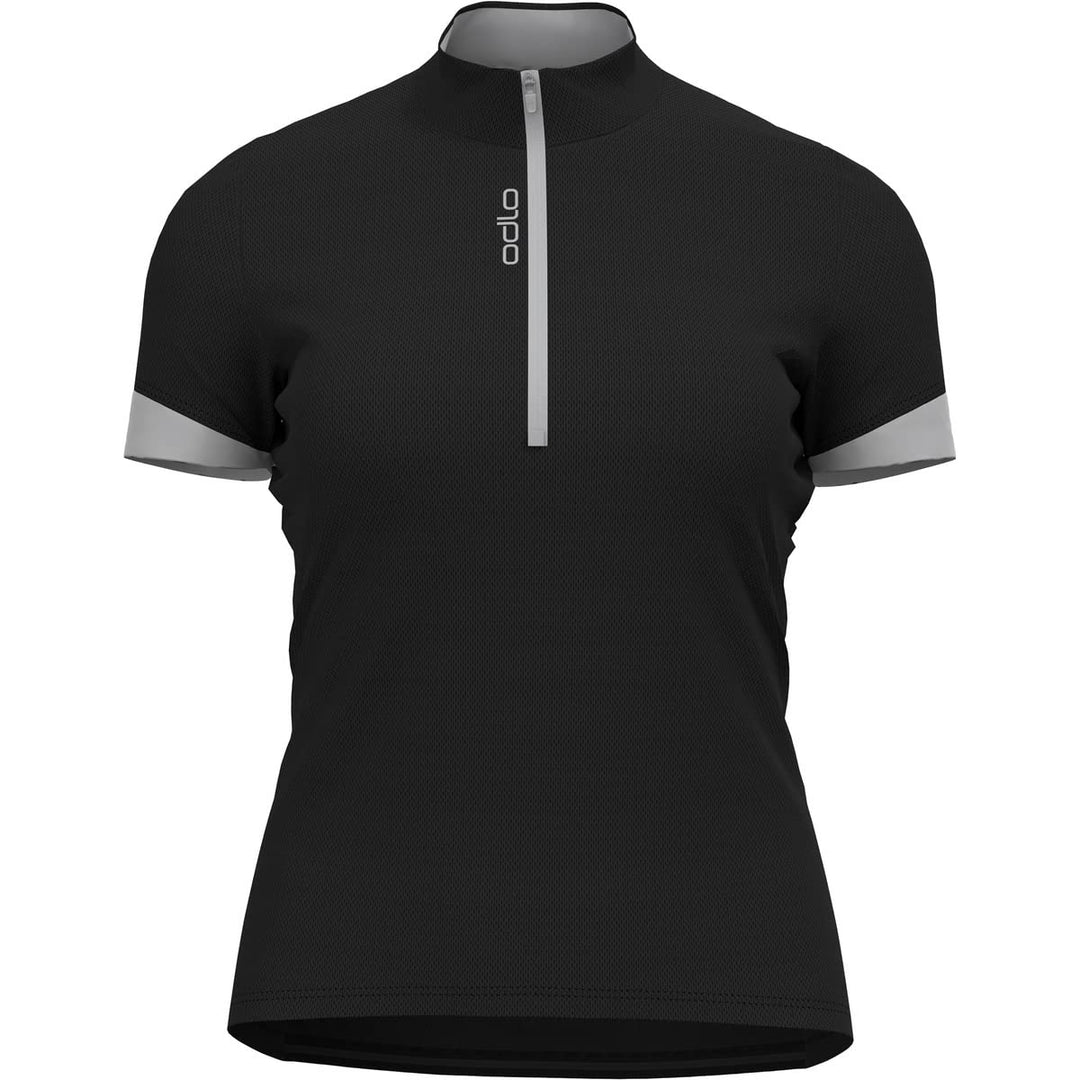 Odlo Damen Essentials_411971 Radtrikot halber Reissverschluss (1er Pack) XS Black - Odlo Silver Grey