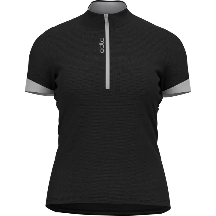 Odlo Damen Essentials_411971 Radtrikot halber Reissverschluss (1er Pack) XS Black - Odlo Silver Grey