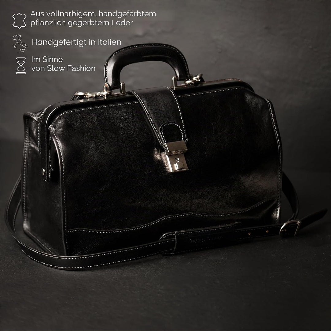 Time Resistance Leder Arzttasche - Arztkoffer - Doktortasche - Aus 100% Echtleder - Aktentasche für