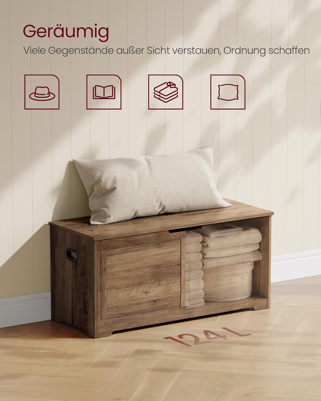 VASAGLE Schuhbank, Sitzbank mit Stauraum, Sitztruhe mit 2 Sicherheitsscharnieren, Aufbewahrungsschra