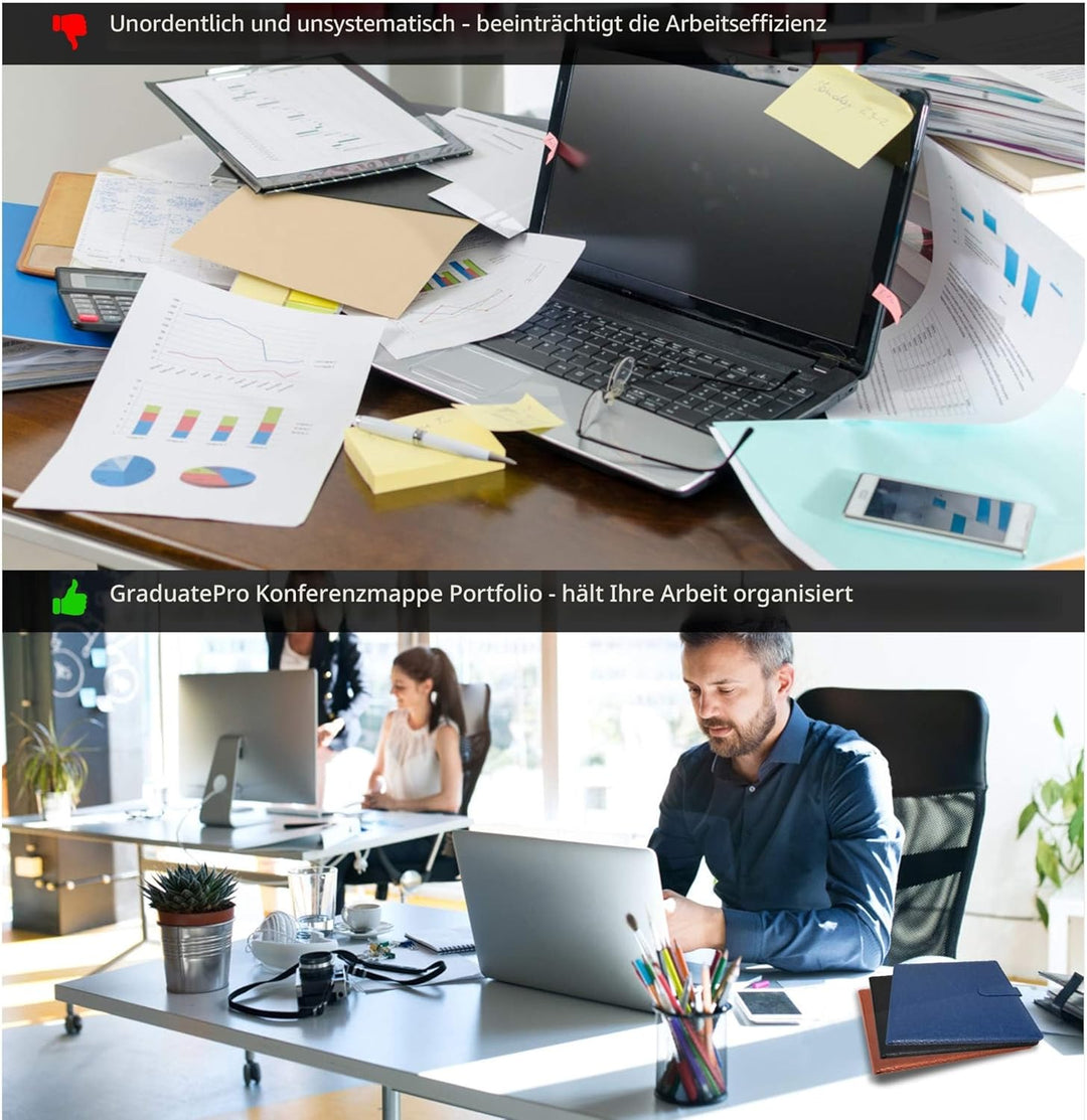 GraduatePro Schreibmappe A4 Klemmbrett Mappe mit Magnetischer Verschluss, organizer büro mappe, Blau