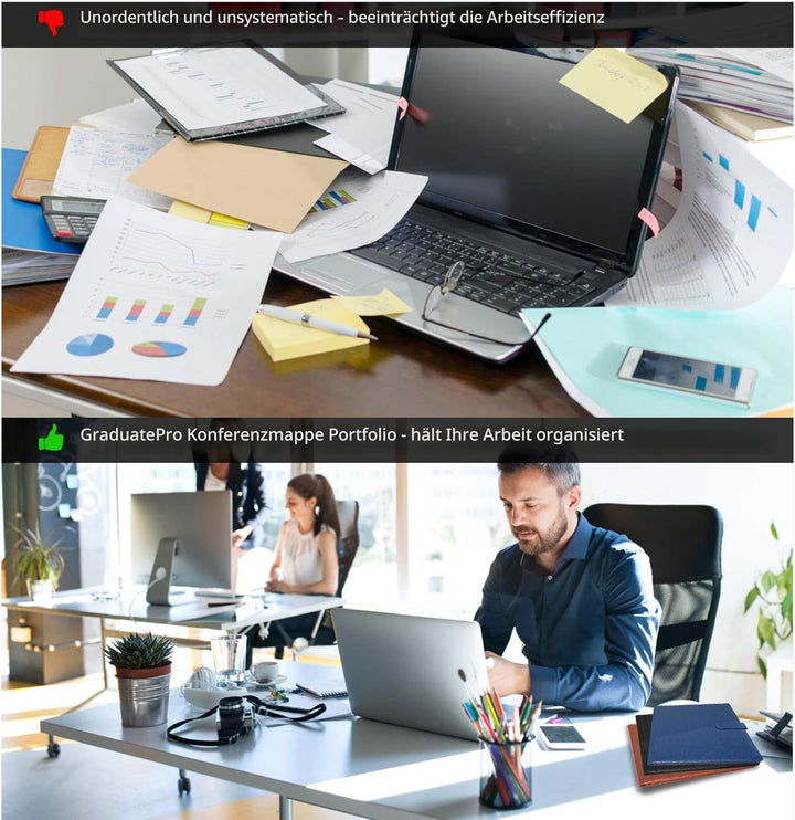 GraduatePro Schreibmappe A4 Klemmbrett Mappe mit Magnetischer Verschluss, organizer büro mappe, Blau
