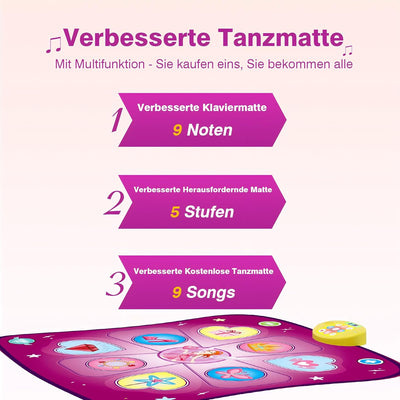 Tanzmatte Kinder Spielzeug Geschenke für Mädchen Jungen Alter 3 4 5 6 7 8+ Jahre, Musikmatte mit Her