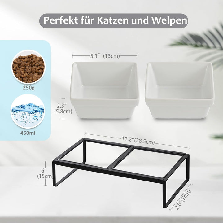Futternapf Katze Hund Fressnapf Katze Katzennapf Erhöht mit Napf Ständer - Hundenapf Keramik - 2er K