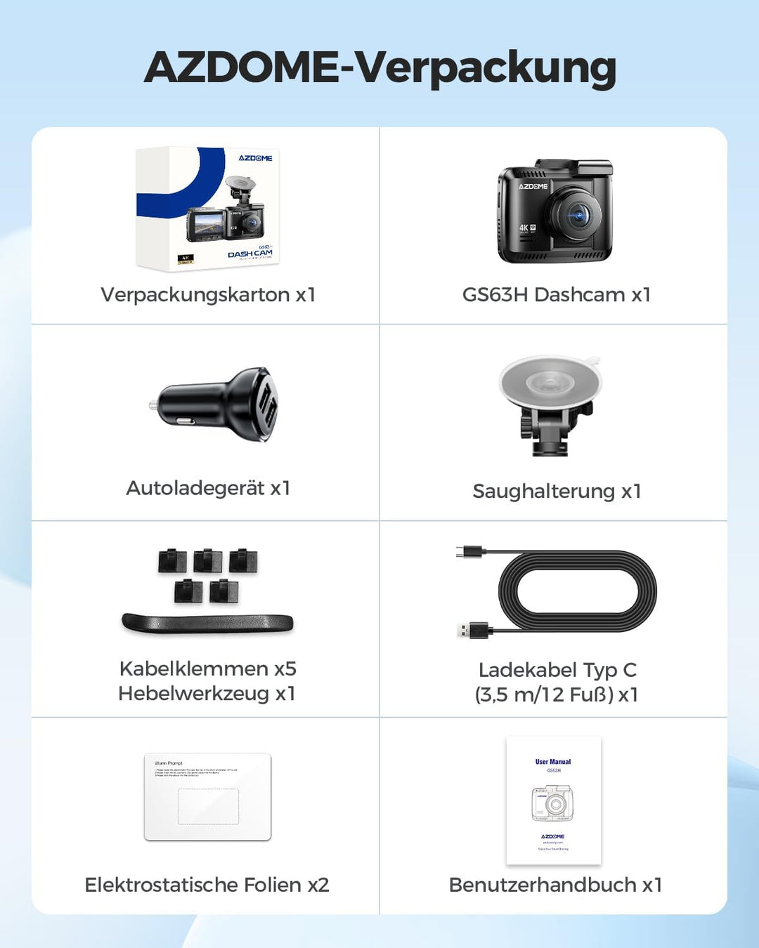 AZDOME Autokamera mit 4K Auflösung, WiFi Dashcam mit GPS und Loop-Aufnahme, Dash Cam mit 170° Weitwi
