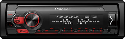 Pioneer MVH-S120UI,1DIN Autoradio mit RDS, rot, halbe Einbautiefe, USB für MP3, WMA, WAV, FLAC, AUX-