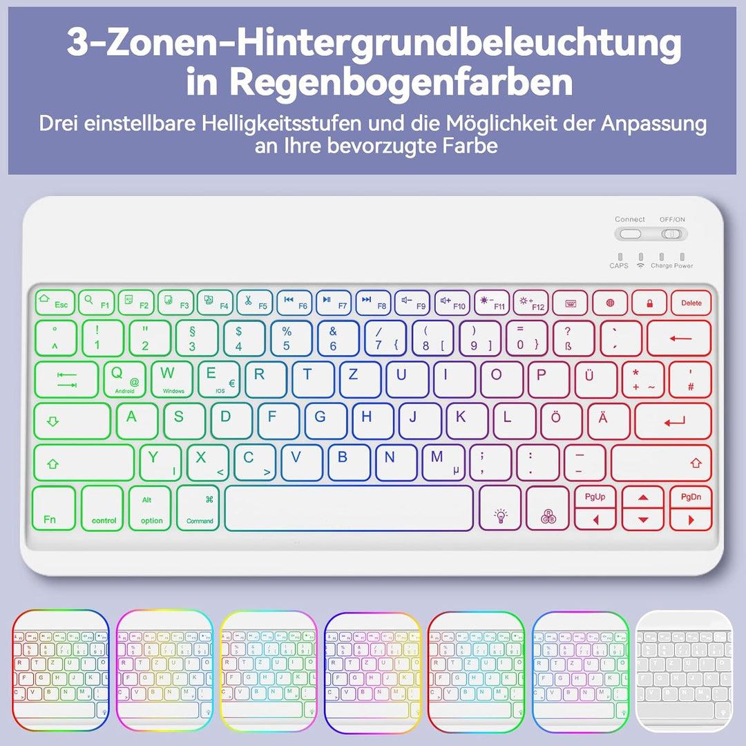 Bettdow für Samsung Galaxy Tab S10+/S10 Plus Tastatur Hülle, QWERTZ Layout Abnehmbarer Beleuchtete T