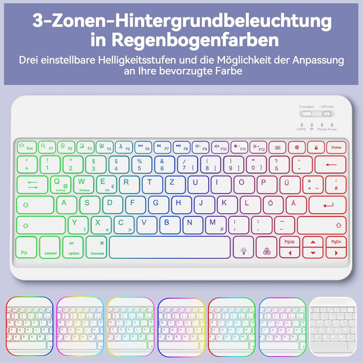 Bettdow für Samsung Galaxy Tab S10+/S10 Plus Tastatur Hülle, QWERTZ Layout Abnehmbarer Beleuchtete T