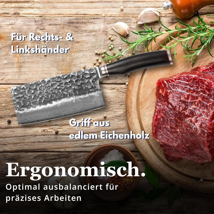 Wakoli Ebo Damastmesser Blockmesser extrem scharfe 17,5 cm Klinge aus 67 Lagen I Damast Küchenmesser