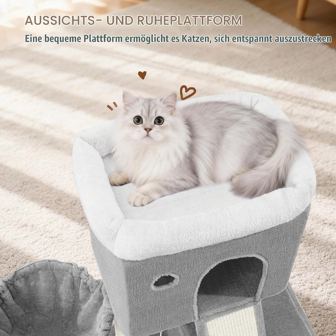 Kratzbaum Klein, 82 cm Hoch Katzenkratzbaum, Katzenbaum Klein mit 2 Gemütlichen Höhlen, 1 Plattform,