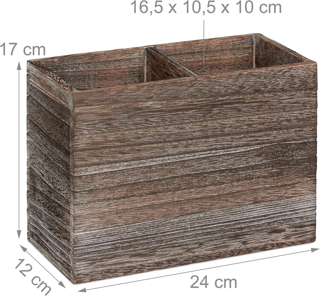 Relaxdays Utensilienhalter Küche, 2 Fächer für Küchenhelfer & Besteck, HBT 17x24x12cm, Besteckkorb a