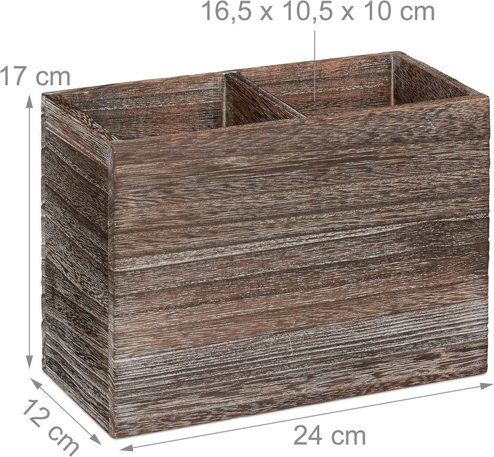 Relaxdays Utensilienhalter Küche, 2 Fächer für Küchenhelfer & Besteck, HBT 17x24x12cm, Besteckkorb a