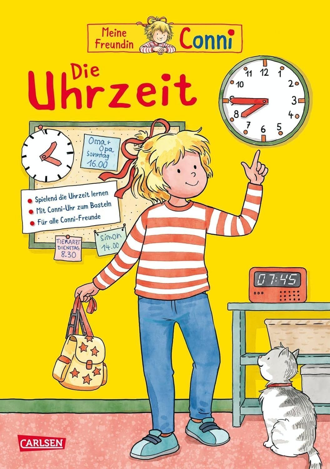 Atlanta Kinderwecker Mädchen ohne Ticken + Kinderbuch Conni Die Uhrzeit - 2127/5 BU (Blau Conni), Bl