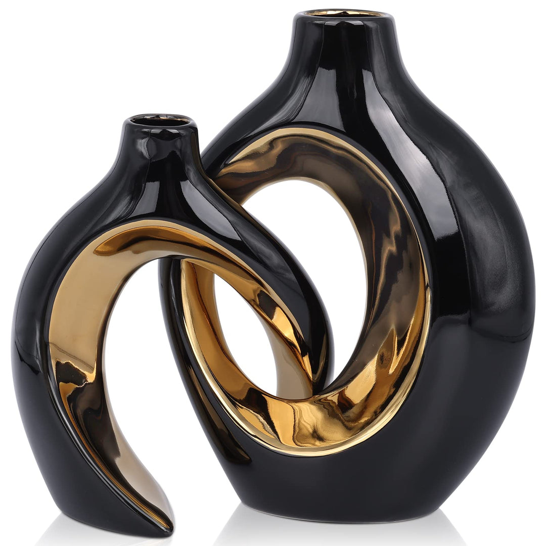 XIAOMAGG Keramik Vase，2er Set Hohle Weisse Moderne Vasen für Nordisches, Vasen Deko, ästhetische Boh