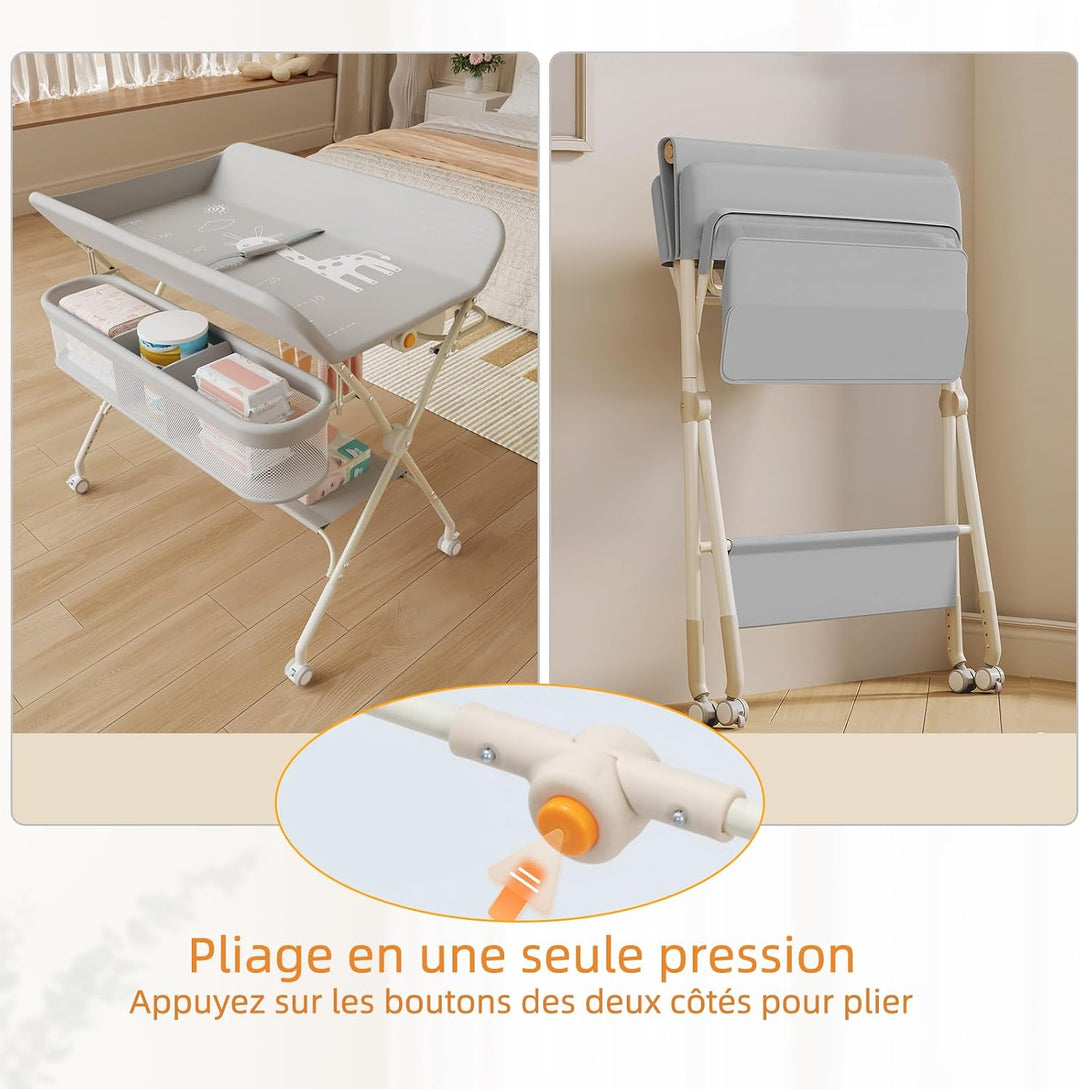 OHMG Baby Wickelkombi Mobiler Bade-Wickeltisch faltbar,klappbare Wickelkommode mobiler,Wickeltisch m