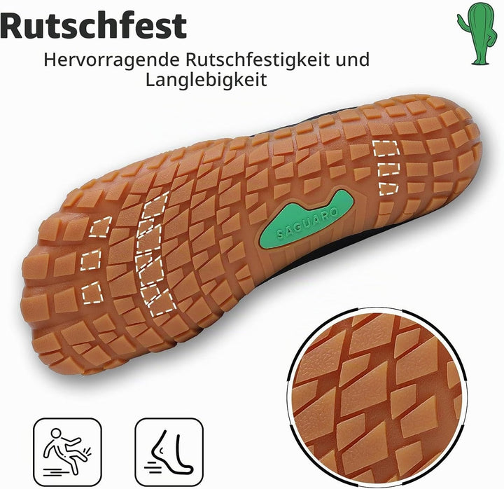 SAGUARO Unisex Barfussschuhe Leicht rutschfest Traillaufschuhe für Outdoor &amp; Indoor 46 EU Schwarz Me