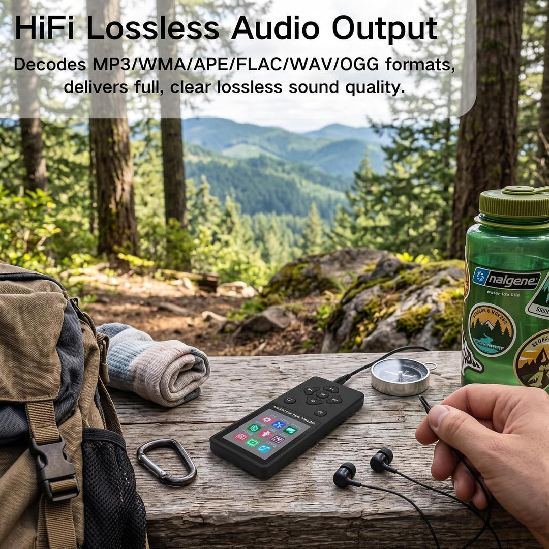 MP3-Player MP4-Player, Verlustfreier HiFi-Musikplayer mit Bluetooth 5.0, 1,8-Zoll-Farbbildschirm, Tr