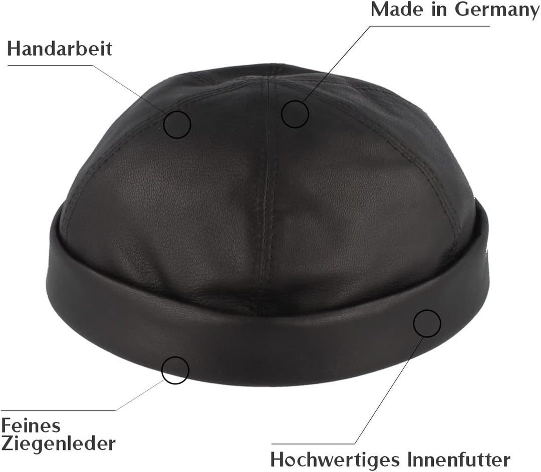 Bullani Docker-Cap Dockermütze Seemannsmütze aus 100% Leder – Made IN Germany – Bequem & Hautverträg