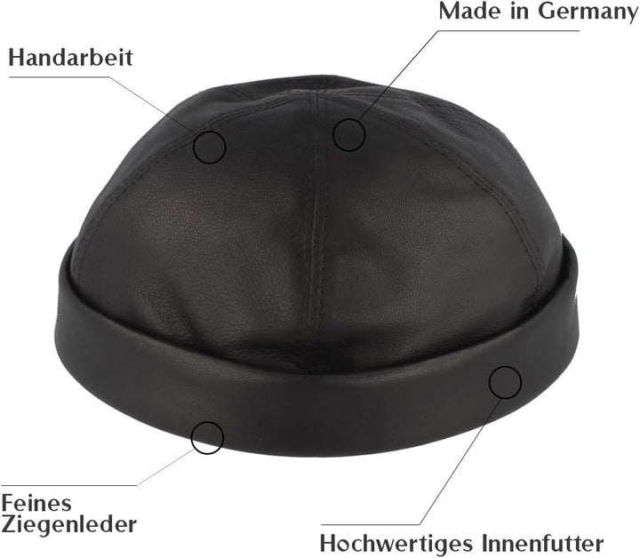 Bullani Docker-Cap Dockermütze Seemannsmütze aus 100% Leder – Made IN Germany – Bequem & Hautverträg