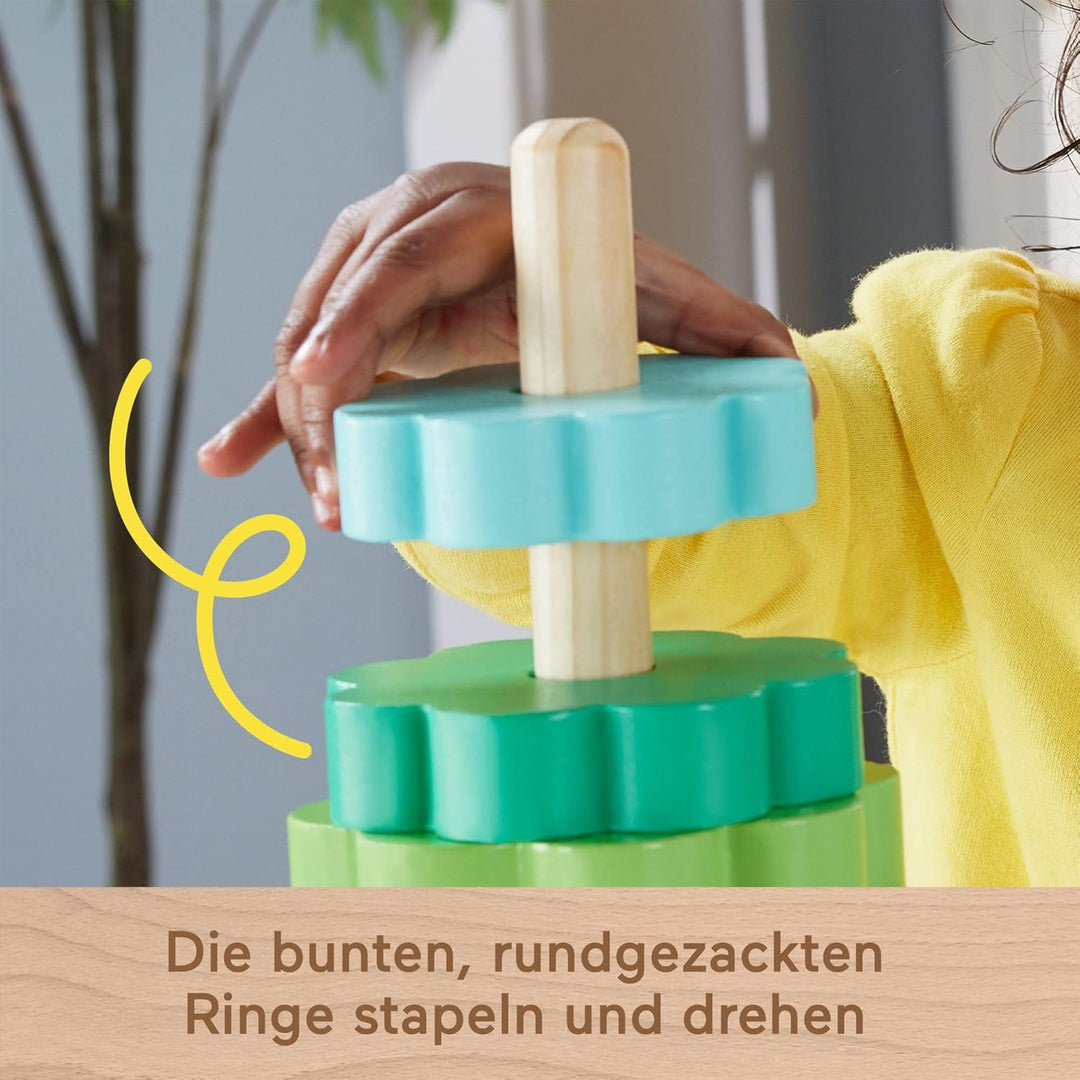 Fisher-Price Ring-Stapelspielzeug aus Holz für Kleinkinder, 10 Holzteile für Stapelspielspass für Ki
