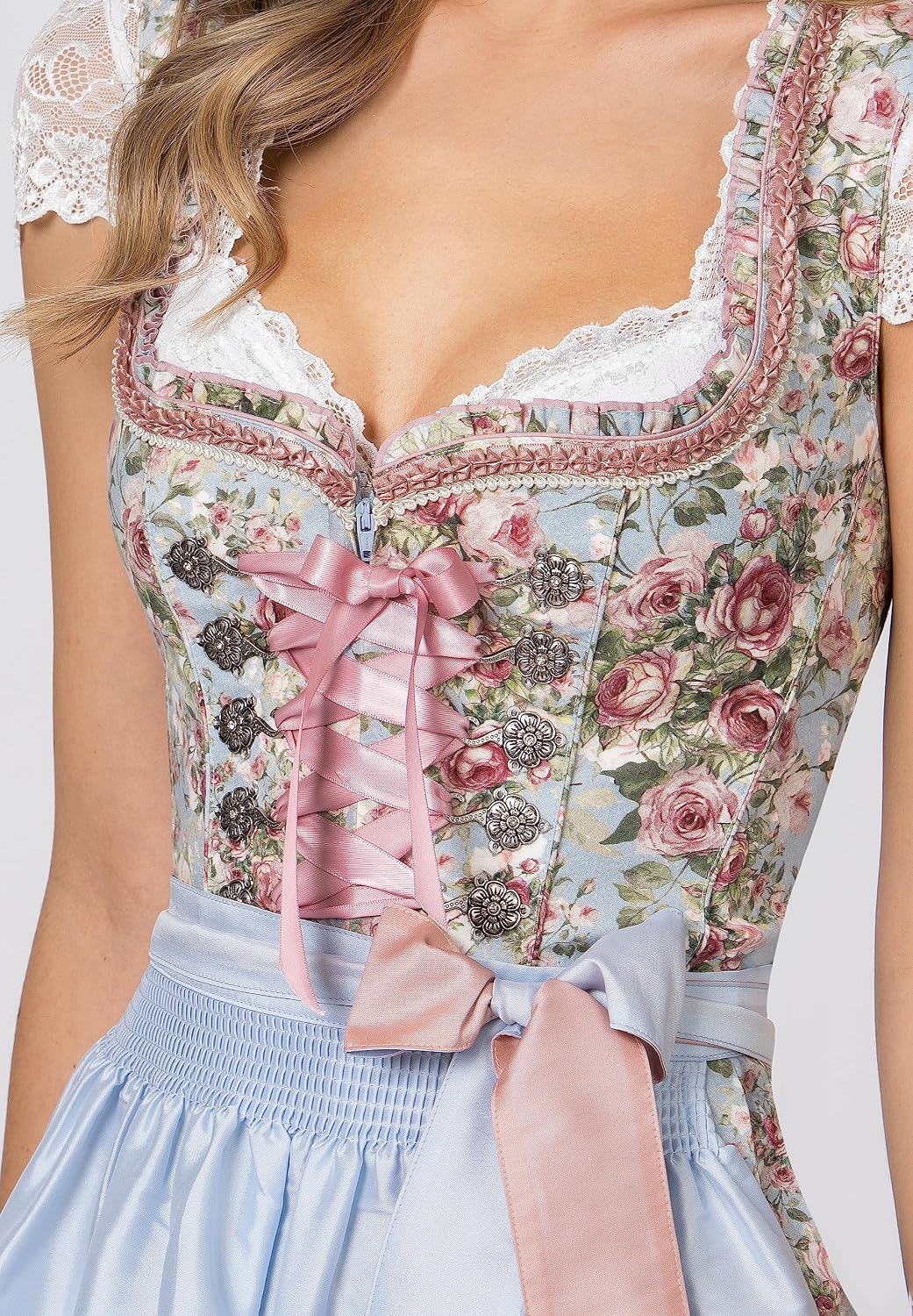 Stockerpoint Damen Dirndl Dara Kleid für besondere Anlässe 36 Hellblau, 36 Hellblau