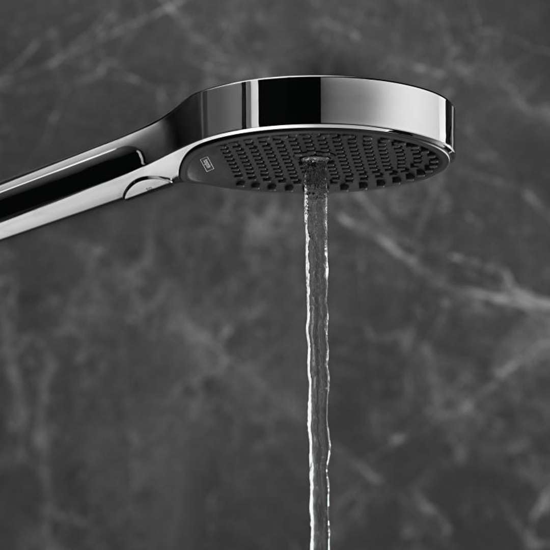 hansgrohe wassersparender Duschkopf Rainfinity 130, Sparduschkopf, Duschbrause, 3 Strahlarten, Antik