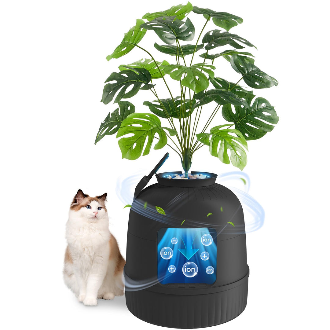Lifewit Katzenklo Blumentopf mit Pflanze & Schaufel, Katzenklo Versteckt mit Geruchsbeseitigung, Inf