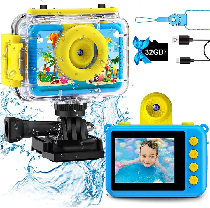 GKTZ Kinderkamera wasserdichte,Unterwasserkamera-1080P Selfie Digitalkamera Fotoapparat für Kinder,