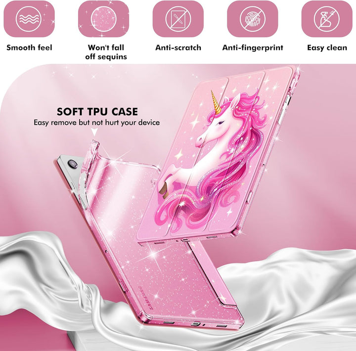 INFILAND Hülle für Samsung Galaxy Tab A11+/A9+11 Zoll (2023/2025),Glitzernde Schutzhülle mit funkeln